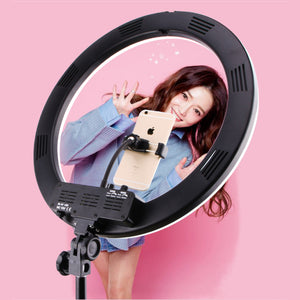 Tri-Color LED Halo Light Ring Tripod Kit for Selfies and Content Creators