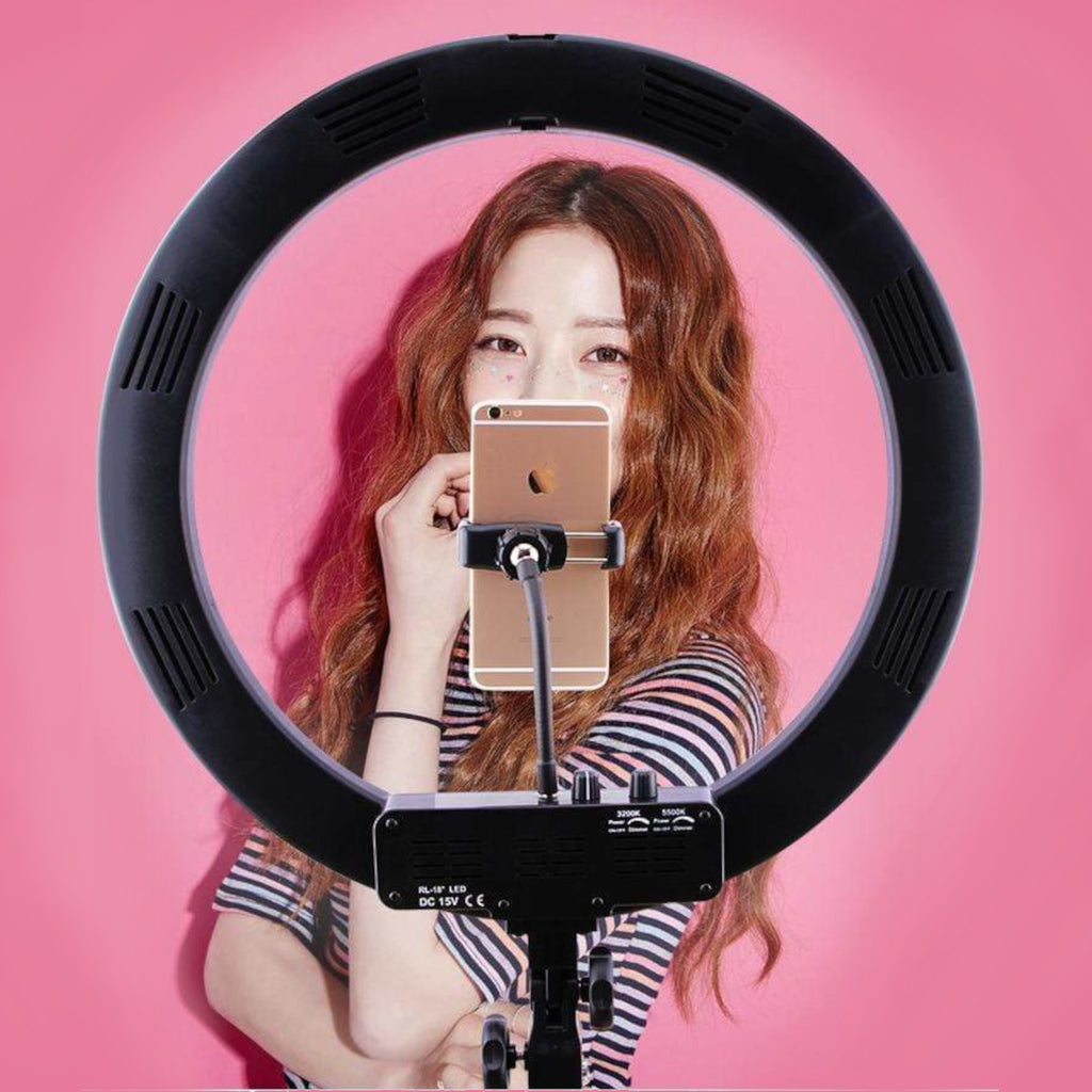 Tri-Color LED Halo Light Ring Tripod Kit for Selfies and Content Creators